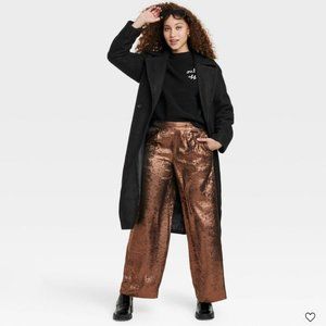 A NEW DAY Metallic Wide Leg Pants - Copper XL